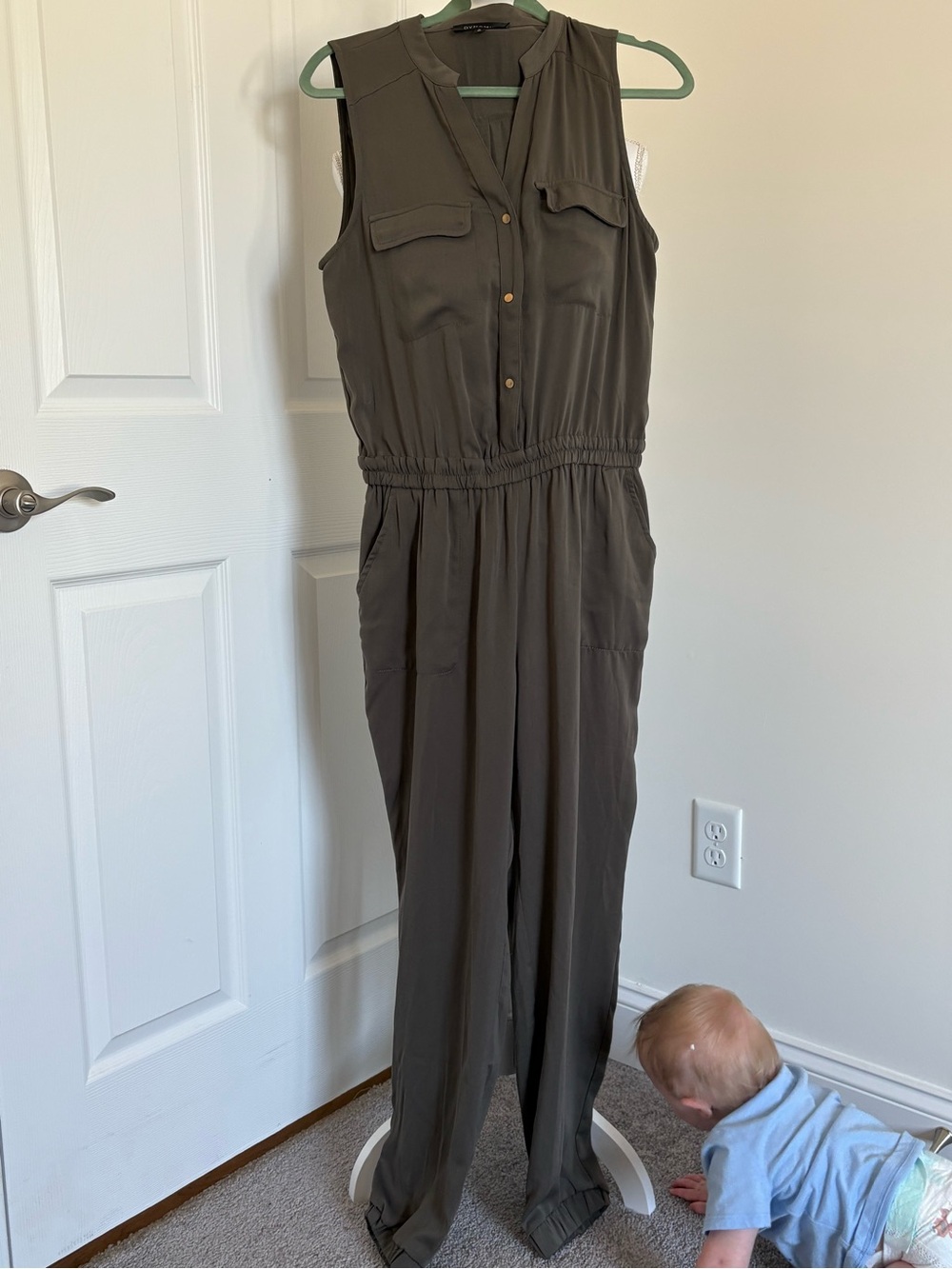 Sleeveless Olive Jumpsuit